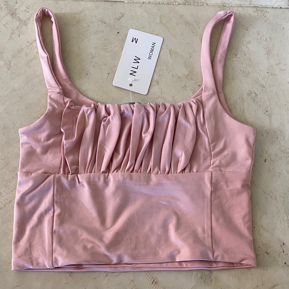 NLW Pink scooped short length Tank Top